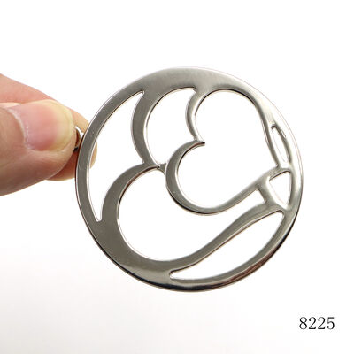 Silver Plated Hollow Heart Metal Charm Pendant 56mm Round Cutout Heart Tag for Bag Accessories