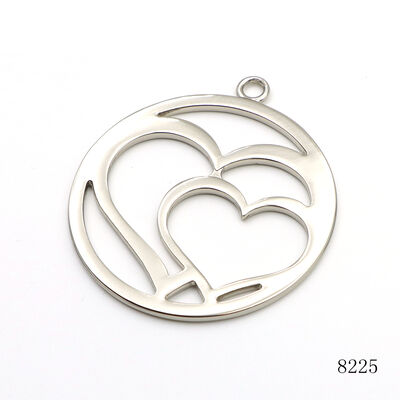 Silver Plated Hollow Heart Metal Charm Pendant 56mm Round Cutout Heart Tag for Bag Accessories