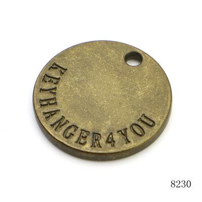 23.5mm Round Antique Brass Circle Label Tag Custom Engraved Metal Charm Logo Tag for Branding
