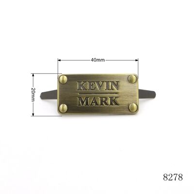 Vintage Brushed Antique Brass Metal Name Plates Custom Engraved Brand Name Metal Logo Plate For Bags
