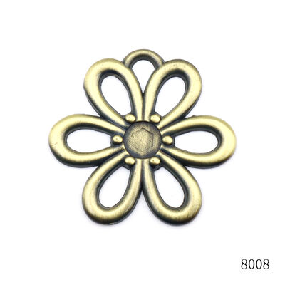 Brushed Anti Brass Flower Shape Metal Logo Tag Zinc Alloy Tags For Handbags Hardware Accessories