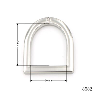 26mm Polished Shiny Metal D Ring with Engraved Brand Logo Solid Die Cast D Ring for Leather Bag and Pet Collar