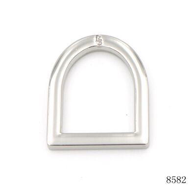 26mm Polished Shiny Metal D Ring with Engraved Brand Logo Solid Die Cast D Ring for Leather Bag and Pet Collar