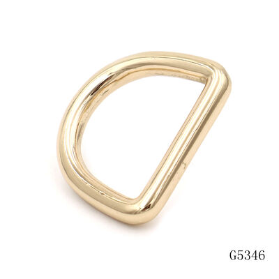 Gold Plating Smooth Edge Bag Hardware Buckle 24mm Webbing Metal D Ring Buckle for Bag Strap
