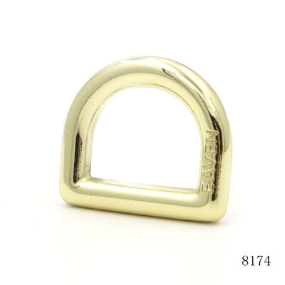 Gold Plated Bag Parts Accessories Smooth Edge D Ring Buckle Custom Metal Logo D Ring