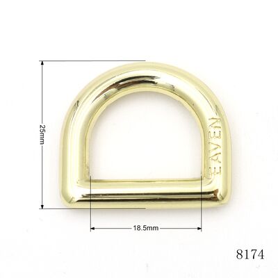 Gold Plated Bag Parts Accessories Smooth Edge D Ring Buckle Custom Metal Logo D Ring