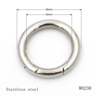 Stainless Steel Spring Ring 28mm x 20mm - Round Wire Snap Clasp for Bags & Keychains