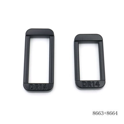 Matt Black Square Shape Metal Buckle Custom Logo Engraved Zinc Alloy Buckle Ring For Handbag Strap