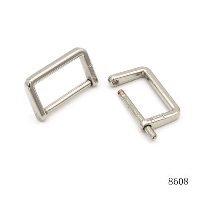 Nickel Polish Zinc Alloy Custom Logo Engraved Metal Screw D Ring Buckle Adjuster For Handbags Decorative