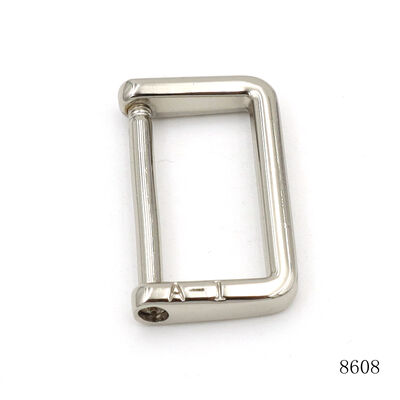 Nickel Polish Zinc Alloy Custom Logo Engraved Metal Screw D Ring Buckle Adjuster For Handbags Decorative
