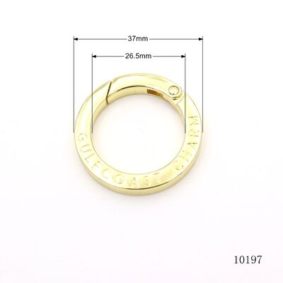 Custom Brand Logo Engraved Round Spring Clasp Metal Spring Ring Carabiner for Keychains/Handbags