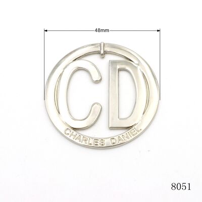 Popular Circle Hollow Letter Metal Charm Custom Logo Tag For Keychain Purse