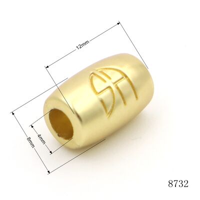 Matt Gold Plated Customized Logo Engraved Square Bead  Metal Square Beads For Bracelets Decorative