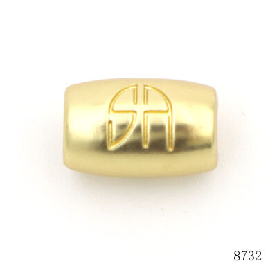 Matt Gold Plated Customized Logo Engraved Square Bead  Metal Square Beads For Bracelets Decorative