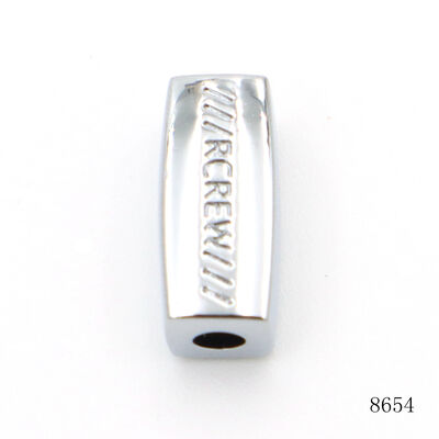 Quality Nickel Plated Customized Logo Engraved Bead Round Metal Square Beads For Bracelets Decorative