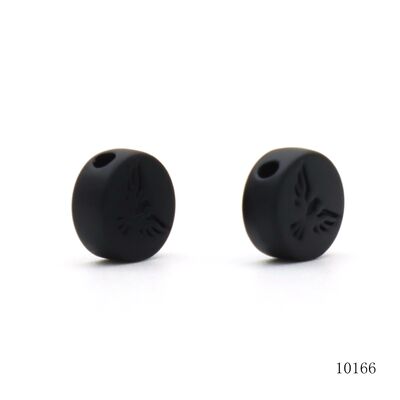 Matt Black Gun Metal Customized Logo Engraved Round Bead Zinc Alloy Beads For Bracelets Decorative Fittings