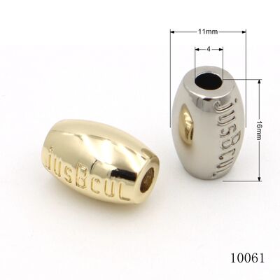Light Gold And Nickle Plated Zinc Alloy Metal Rugby Shape Beads With Engraving Logo for Bracelet