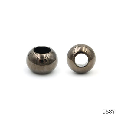 Gun Metal Polish Round Bead Zinc Alloy  Logo Bead Custom Size Shape Bead For Bracelets Jewelry Making 