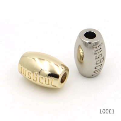 Light Gold And Nickle Plated Zinc Alloy Metal Rugby Shape Beads With Engraving Logo for Bracelet