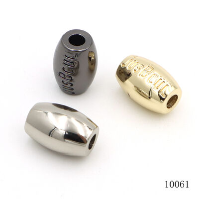 Light Gold And Nickle Plated Zinc Alloy Metal Rugby Shape Beads With Engraving Logo for Bracelet