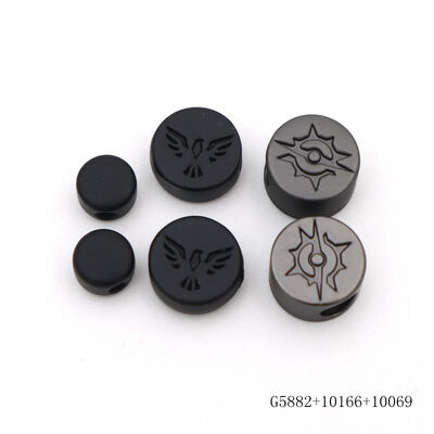 Matt Black Gun Metal Customized Logo Engraved Round Bead Zinc Alloy Beads For Bracelets Decorative Fittings
