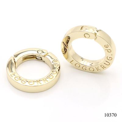 Gold Plated Logo Engraved Circle Carabiner Metal Carabiner Ring For Keychain