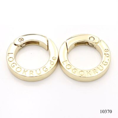 Gold Plated Logo Engraved Circle Carabiner Metal Carabiner Ring For Keychain