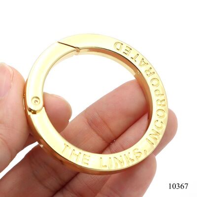 50mm Custom Logo Gold Spring O Ring Clasp Metal Spring Gate Ring For Bag Parts or Keychain Accessories