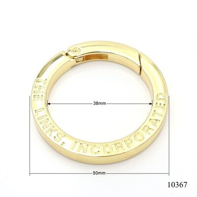 50mm Custom Logo Gold Spring O Ring Clasp Metal Spring Gate Ring For Bag Parts or Keychain Accessories