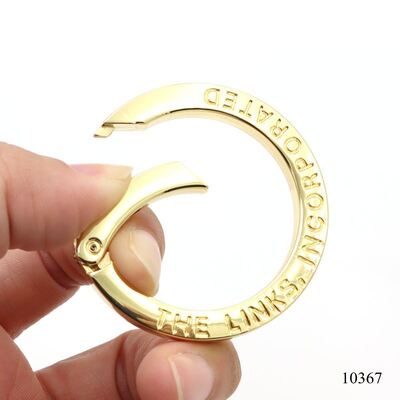 50mm Custom Logo Gold Spring O Ring Clasp Metal Spring Gate Ring For Bag Parts or Keychain Accessories