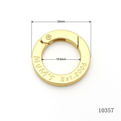 Luxury Matte Gold Plating Carabiner Metal Spring O Ring Customizd Logo Push Gate Ring