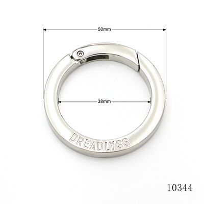 2 Inch Round Carabiner Zinc Alloy Heavy Duty Branded Engrave Logo Spring Snap Gate O Ring