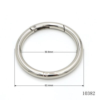 2"Inch Big Size Silver Plated Gate O Ring Custom Spring Round Clasp with Design Logo