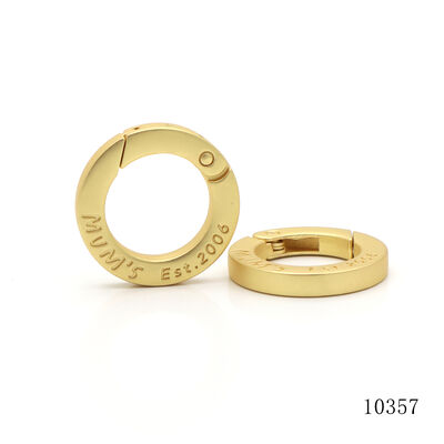 Luxury Matte Gold Plating Carabiner Metal Spring O Ring Customizd Logo Push Gate Ring
