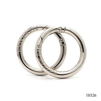 42*31.5mm Round Silver Plated Metal Spring O Ring Clasp With Custom Logo For Bag Strap Keychain Hardware