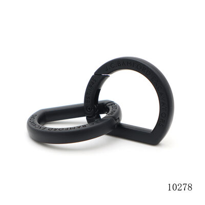 Matt Polish Custom Logo Engraved D Shape Metal Spring Ring Carabiner for Handbags