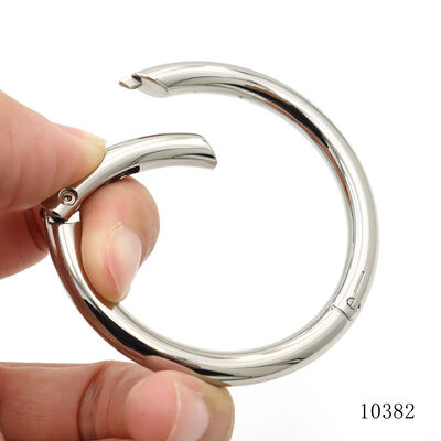 2"Inch Big Size Silver Plated Gate O Ring Custom Spring Round Clasp with Design Logo