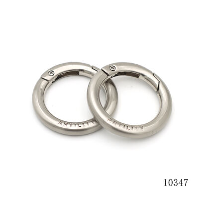 Matt Nickel Logo Engraved Round Carabiner Metal Carabiner Ring For Keychain Accessories