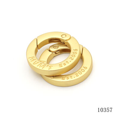Luxury Matte Gold Plating Carabiner Metal Spring O Ring Customizd Logo Push Gate Ring