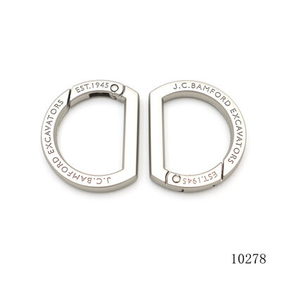 Matt Polish Custom Logo Engraved D Shape Metal Spring Ring Carabiner for Handbags