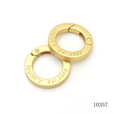 Luxury Matte Gold Plating Carabiner Metal Spring O Ring Customizd Logo Push Gate Ring