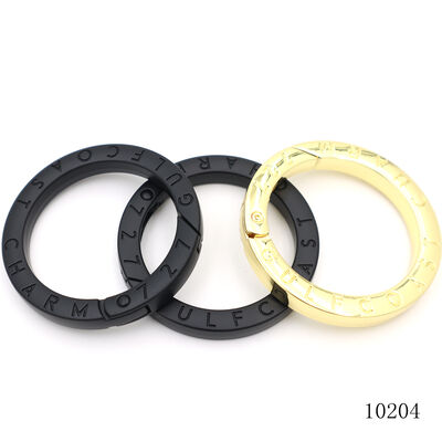 38*50mm Bag Accessories Spring O Ring Matte Black Gold Plating Custom Logo Carabiner Clasp