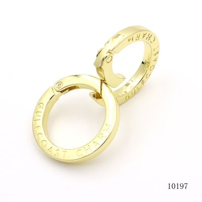 Custom Brand Logo Engraved Round Spring Clasp Metal Spring Ring Carabiner for Keychains/Handbags