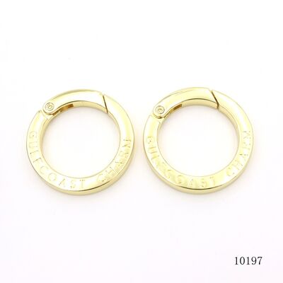 Custom Brand Logo Engraved Round Spring Clasp Metal Spring Ring Carabiner for Keychains/Handbags