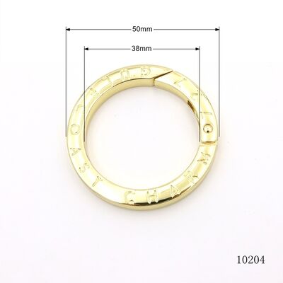 38*50mm Bag Accessories Spring O Ring Matte Black Gold Plating Custom Logo Carabiner Clasp