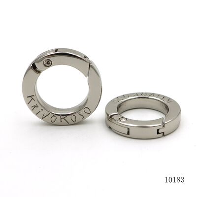 Custom Private Logo Carabiner Clasp Spring O Ring Nickel Zinc Alloy for Keychains