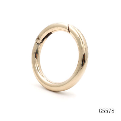 Black Laser Logo Option Circle Ring Premium Round Carabiner Metal Keychain Spring O Ring Clasp