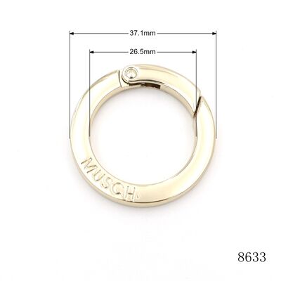 Light Gold Alloy Carabiner Leather Lanyard Accessories Spring Gate O Ring for Strap Connector