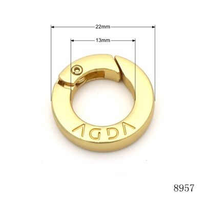 Luxury Nickel Free Metal Spring O Ring Matte Gold Plated Keychain Clasp Ring