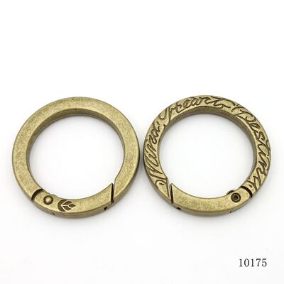 Antique Brass Vintage Style Custom Debossing Logo Snap Gate O Ring For Key Chain